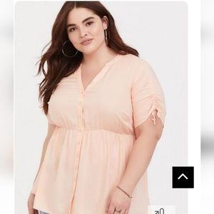 Torrid Peach Challis Babydoll Top